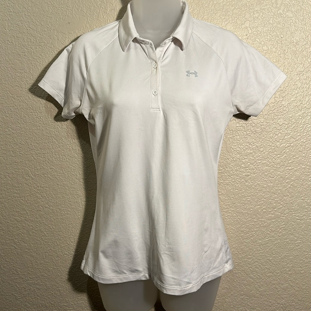 Under Armour Heatgear S women’s polo white with grey logo golf business casual